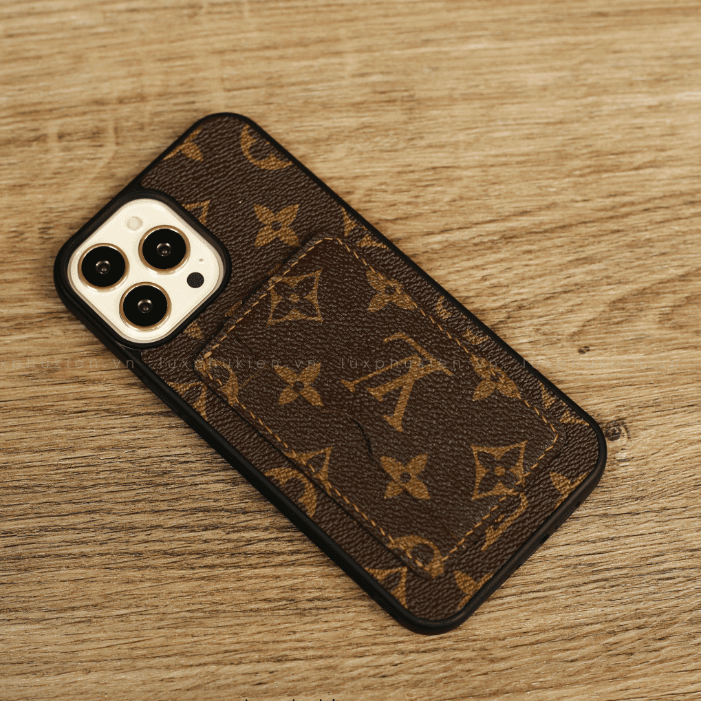 LOUIS VUITTON LV Iphone 7 phone card case Brown Yellow Bifold purchases Personalized TKR