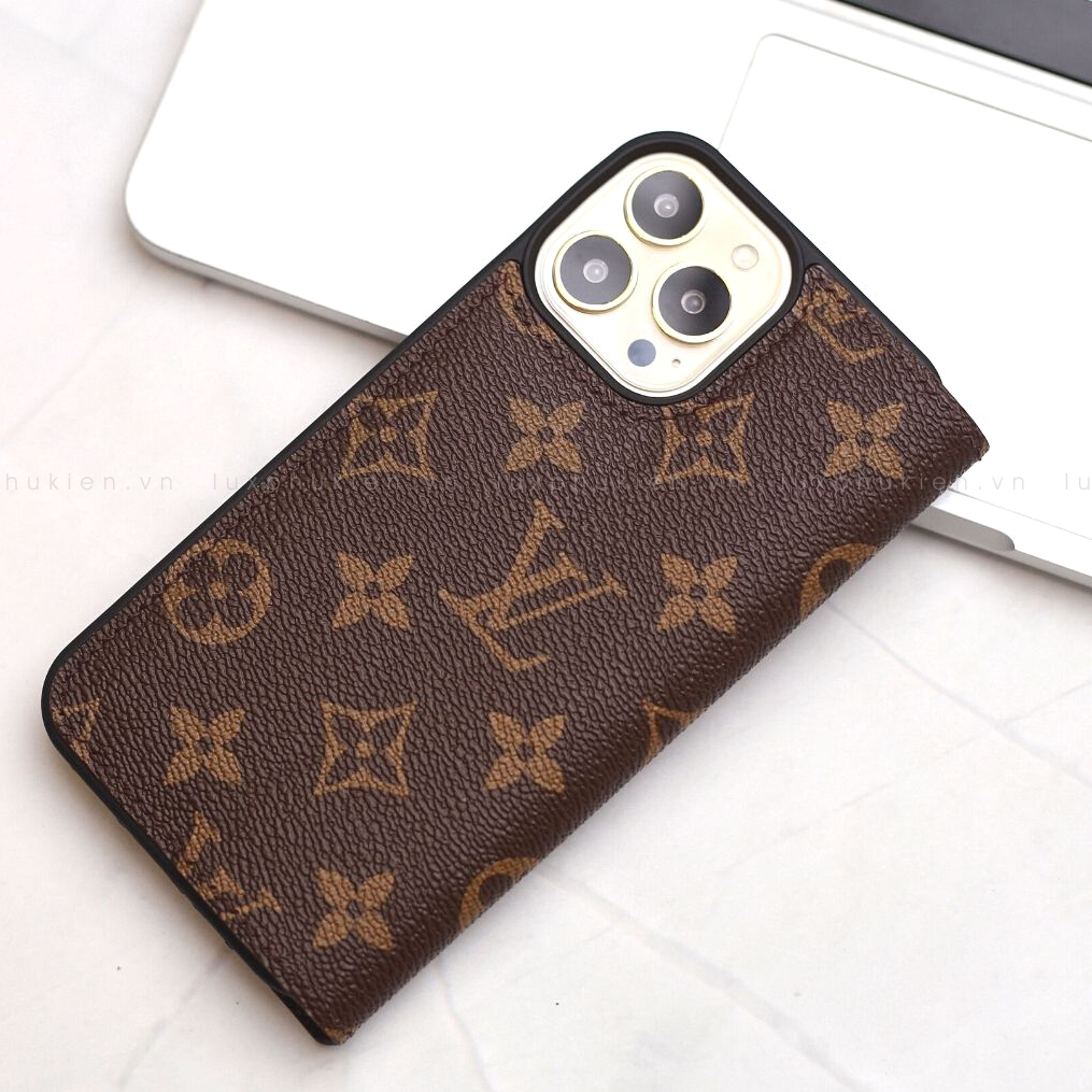 Auténtica funda tipo cartera para iPhone LV Canvas (reciclada - 6)