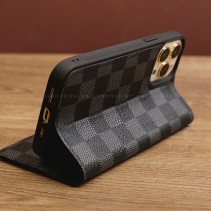 Auténtica funda tipo cartera para iPhone LV Canvas (reciclada - 6)