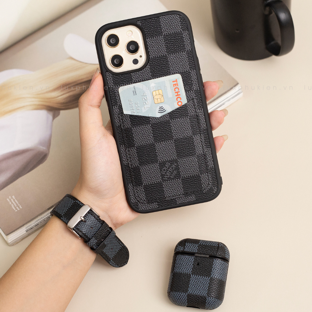 Auténtica funda tipo billetera para iPhone LV Canvas (reciclada - 11)