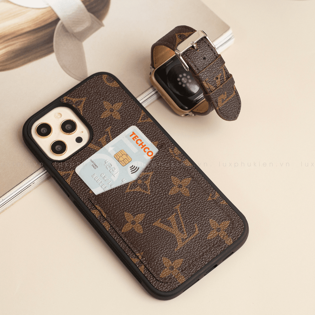 Auténtica funda tipo billetera para iPhone LV Canvas (reciclada - 11)