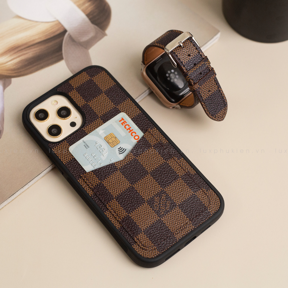 Auténtica funda tipo billetera para iPhone LV Canvas (reciclada - 11)