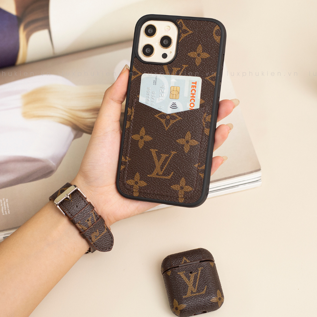 Auténtica funda tipo billetera para iPhone LV Canvas (reciclada - 11)