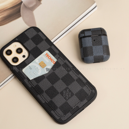 Auténtica funda tipo billetera para iPhone LV Canvas (reciclada - 11)