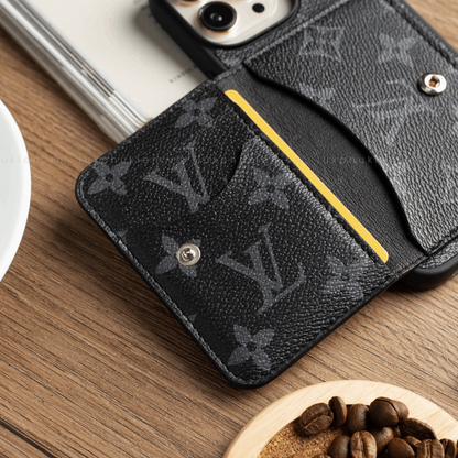 Auténtica funda tipo billetera para iPhone LV Canvas (reciclada - 7)