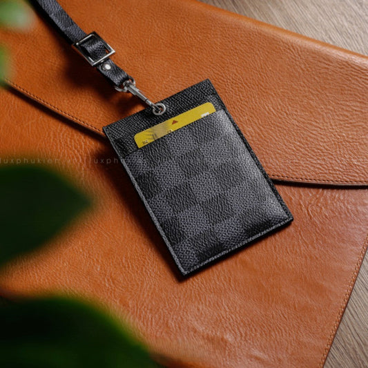 Authentic LV Leather Lanyard ID & Card Holder – Limited Edition