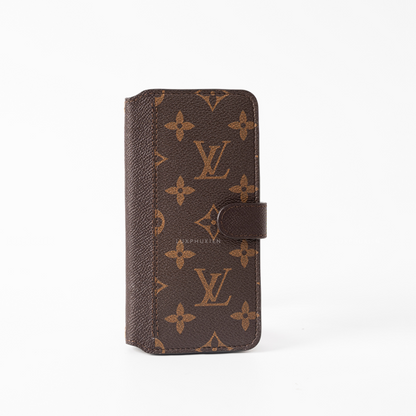 Authentic LV Canvas & Epsom iPhone Wallet Case (Upcycled - 10)