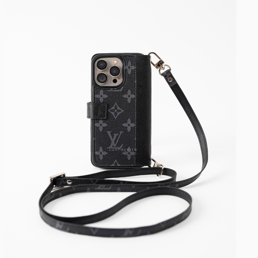 Auténtica funda tipo billetera para iPhone LV Canvas &amp; Epsom (reciclada - 10)