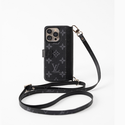 Auténtica funda tipo billetera para iPhone LV Canvas &amp; Epsom (reciclada - 10)