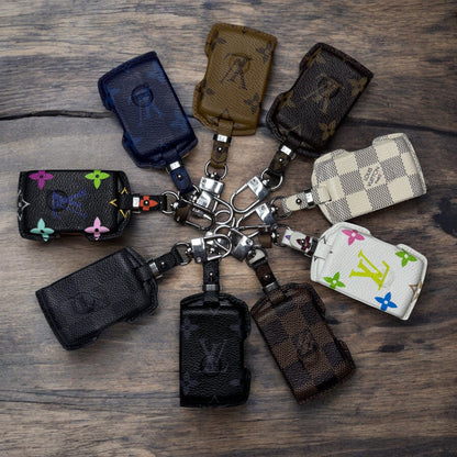 Premium LV Canvas Key Case for Volvo – Handmade from Authentic Upcycled